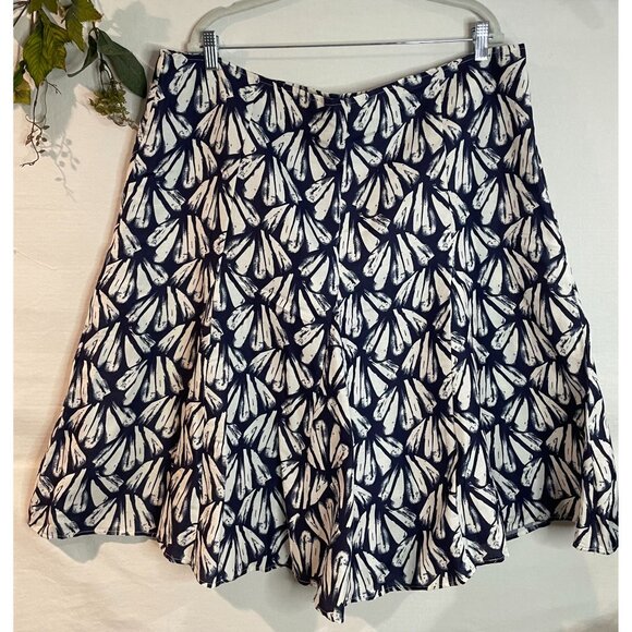 Sherry Taylor Women's Plus Size Skirt 3X Navy & White Abstract Print Rayon - Picture 2 of 11
